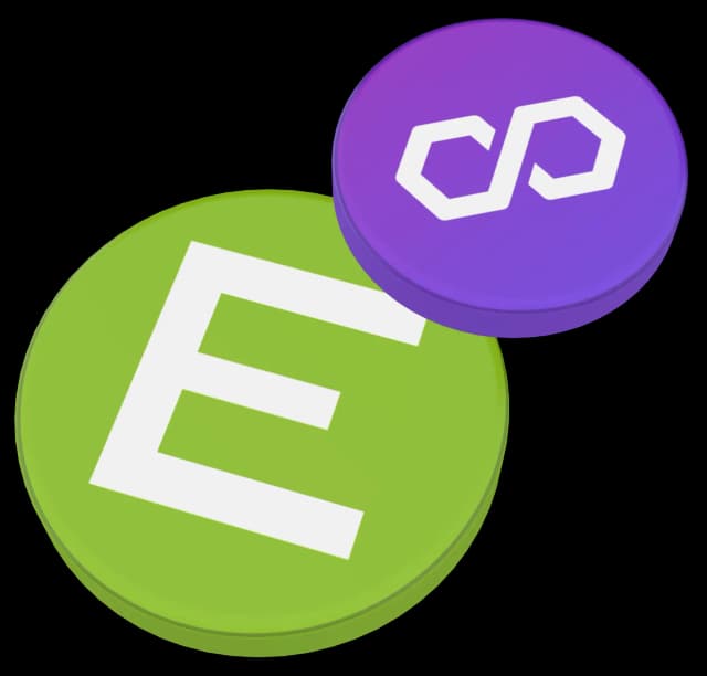 Polygon and EBQ Coin Logo